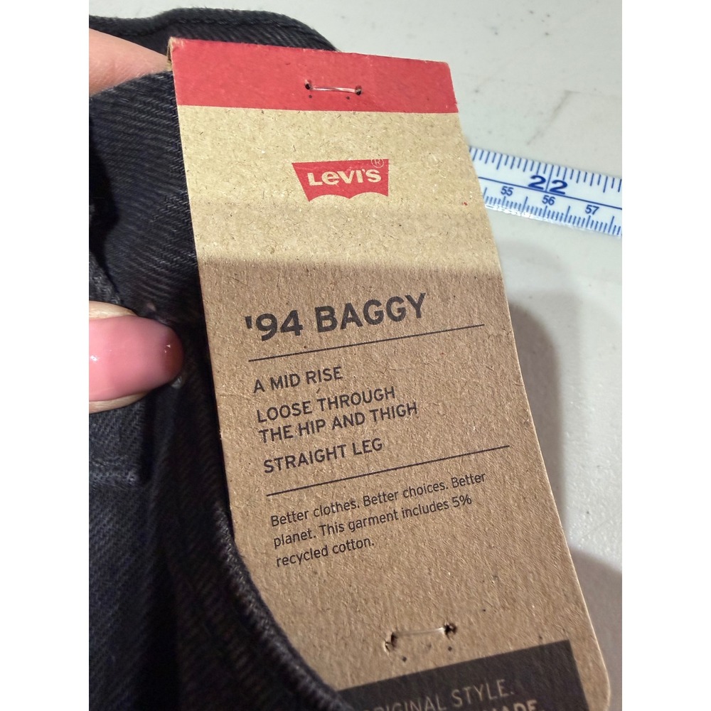 NWT Levi's '94 Baggy Jeans Women 22W Black Mid Rise Straight Leg 90s Grunge Plus - Picture 4 of 11
